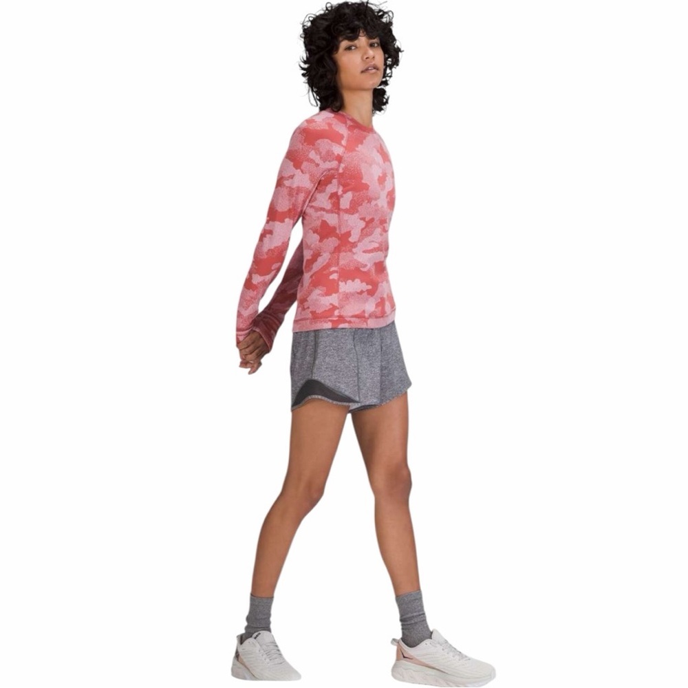 Lululemon Rulu Run Long Sleeve Shirt Heritage Speckle Camo Cranberry Size 4